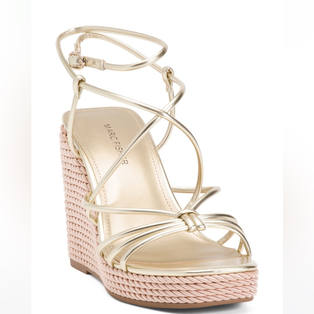 Espadrille style wedge sandals.